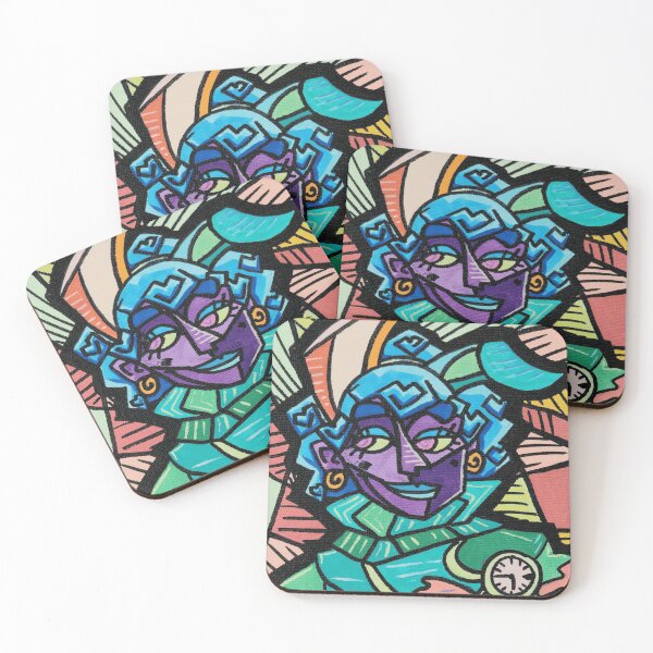 Item preview, Abstract Geometric Clock Face Jester Art designed and sold by Chromatic-Cubes.