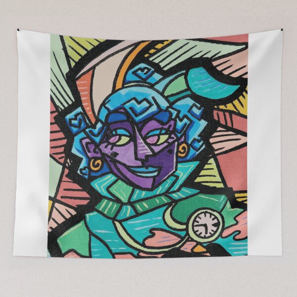 Item preview, Abstract Geometric Clock Face Jester Art designed and sold by Chromatic-Cubes.
