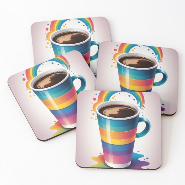 Item preview, Coffee Cup Character Holographic Rainbow Style – Coffee lover gift designed and sold by michallechowicz.