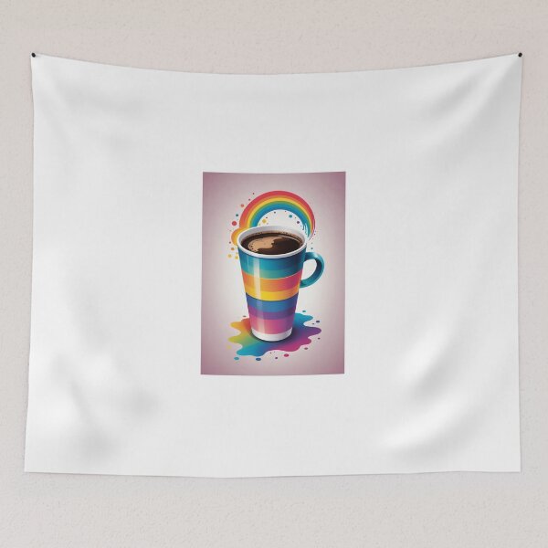 Item preview, Coffee Cup Character Holographic Rainbow Style – Coffee lover gift designed and sold by michallechowicz.