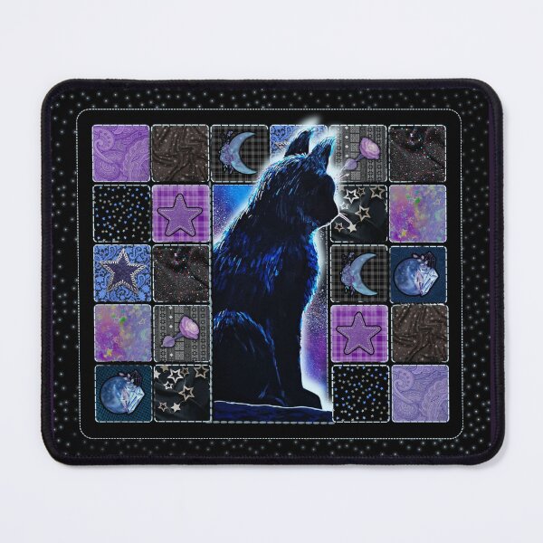 Item preview, Mystic Black Cat Celestial Patchwork Art designed and sold by ArtistsAtticWI.
