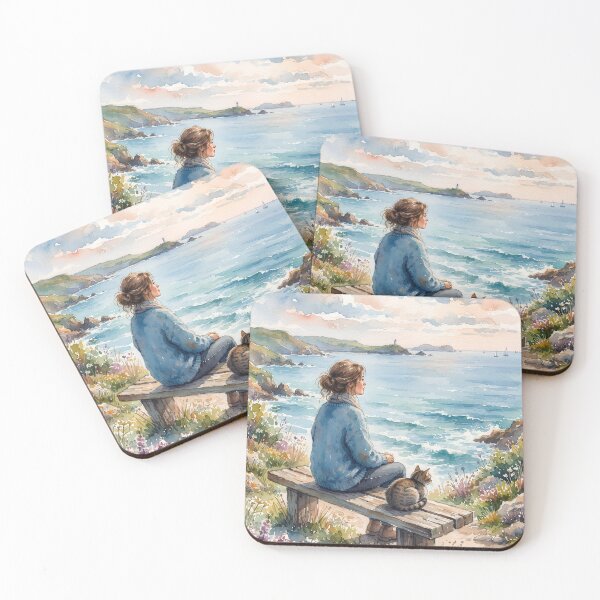 Item preview, Watercolor Ocean Landscape Art designed and sold by naragon4289.