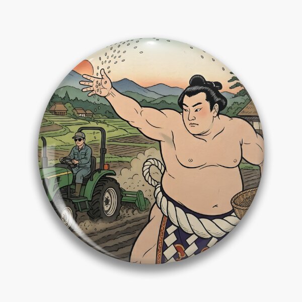 Item preview, Ukiyo-e Sumo Wrestler Sowing Seeds – Funny Japanese Farming designed and sold by japaneseries.
