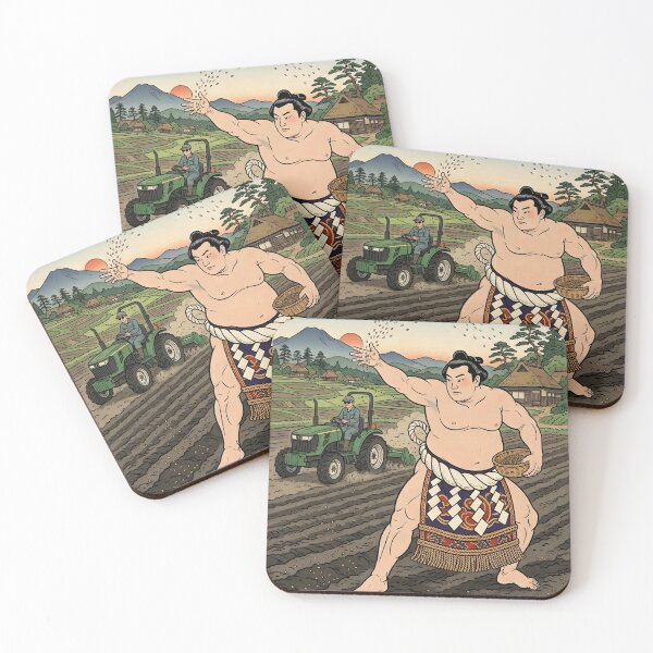 Item preview, Ukiyo-e Sumo Wrestler Sowing Seeds – Funny Japanese Farming designed and sold by japaneseries.