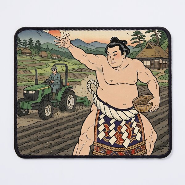 Item preview, Ukiyo-e Sumo Wrestler Sowing Seeds – Funny Japanese Farming designed and sold by japaneseries.