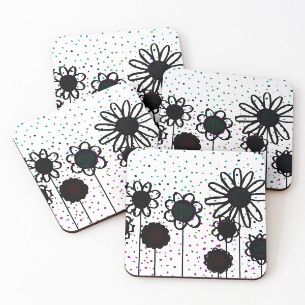 Item preview, Black flowers in a field of stars designed and sold by Selene-Designs.