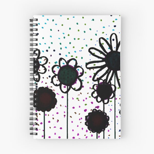Item preview, Black flowers in a field of stars designed and sold by Selene-Designs.