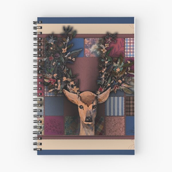 Item preview, Woodland Deer Floral Patchwork Art designed and sold by ArtistsAtticWI.