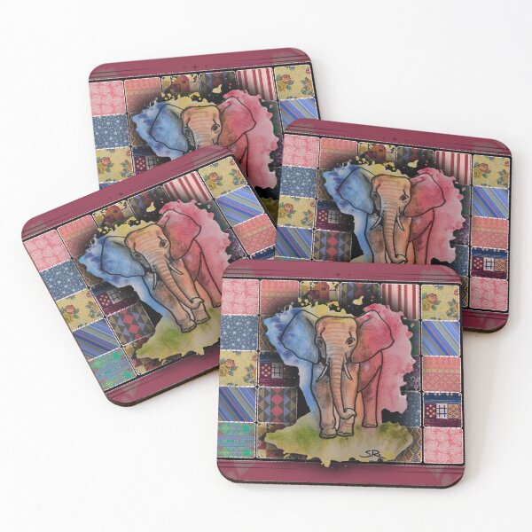 Item preview, Whimsical Elephant Patchwork Animal Art designed and sold by ArtistsAtticWI.