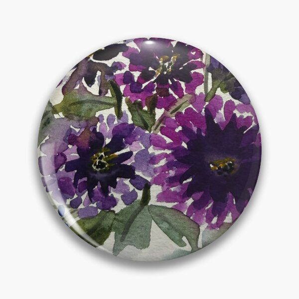 Item preview, Purple Zinnias Original Watercolour designed and sold by LakeArtWorks.