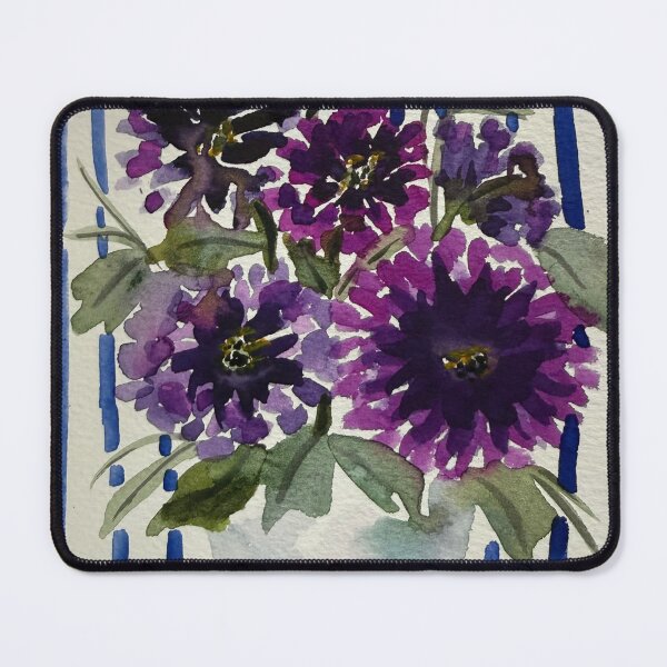 Item preview, Purple Zinnias Original Watercolour designed and sold by LakeArtWorks.