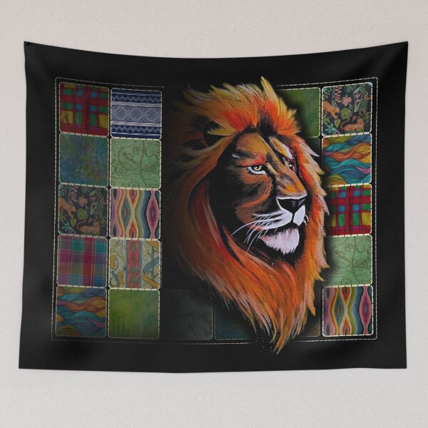 Item preview, Majestic Lion Patchwork Animal Art designed and sold by ArtistsAtticWI.
