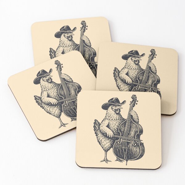 Item preview, Chicken Playing Double Bass Cowboy Musician Vintage designed and sold by Y-Vibes.