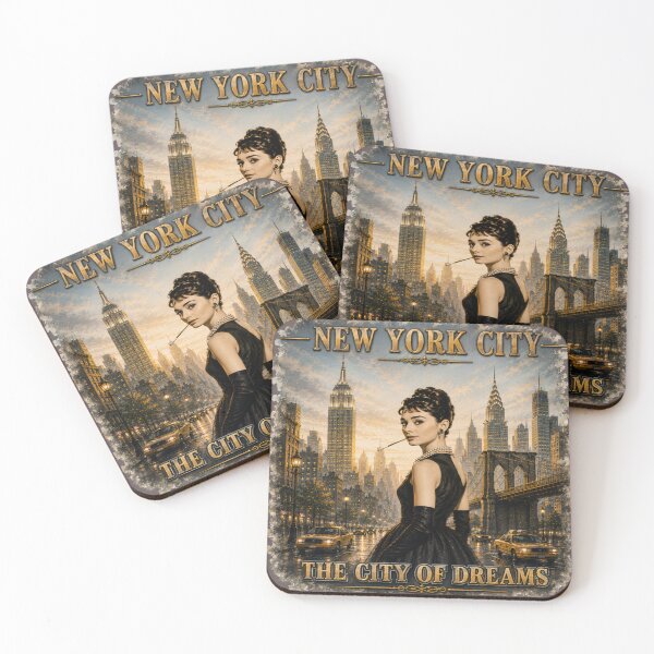 Item preview, Audrey Hepburn New York City Vintage Fashion Poster – The City of Dreams designed and sold by DigiArt8Design.