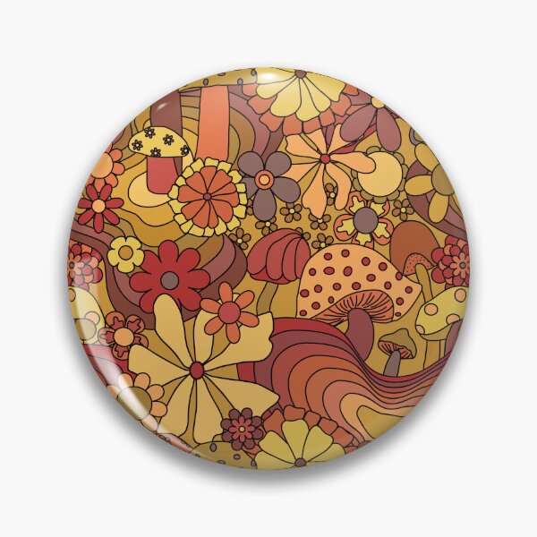 Item preview, Groovy Mushroom Garden in Rusty Orange Red designed and sold by YesterdayColl.