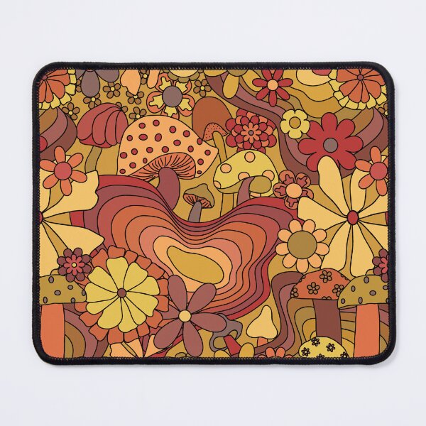 Item preview, Groovy Mushroom Garden in Rusty Orange Red designed and sold by YesterdayColl.