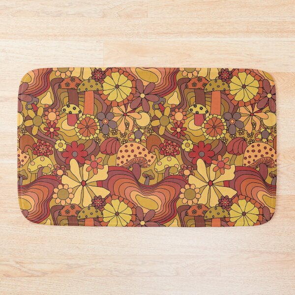 Item preview, Groovy Mushroom Garden in Rusty Orange Red designed and sold by YesterdayColl.