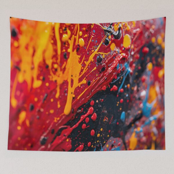 Item preview, Vivid Red and Yellow Action Paint Splatter designed and sold by Harmonic_Layers.