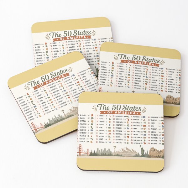 Item preview, 50 US States in Alphabetical Order Chart with Abbreviations with Map Shapes designed and sold by sadedream.