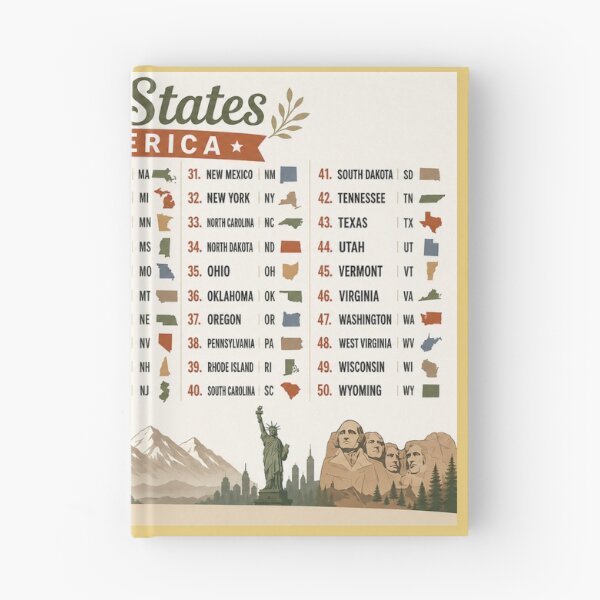 Item preview, 50 US States in Alphabetical Order Chart with Abbreviations with Map Shapes designed and sold by sadedream.