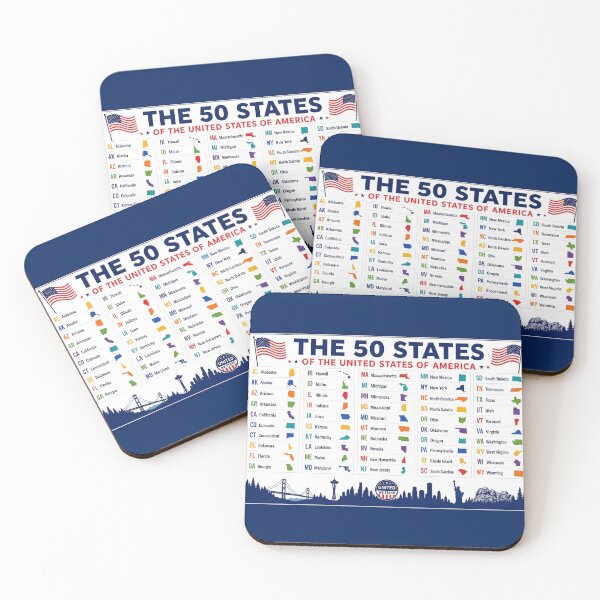 Item preview, 50 US States in Alphabetical Order Chart with Abbreviations and Map Shapes designed and sold by sadedream.