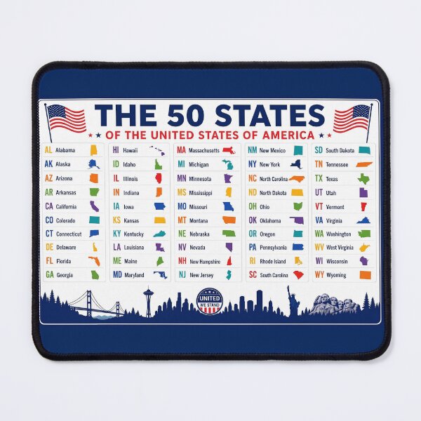 Item preview, 50 US States in Alphabetical Order Chart with Abbreviations and Map Shapes designed and sold by sadedream.