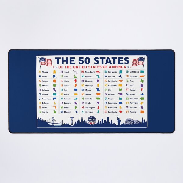 Item preview, 50 US States in Alphabetical Order Chart with Abbreviations and Map Shapes designed and sold by sadedream.
