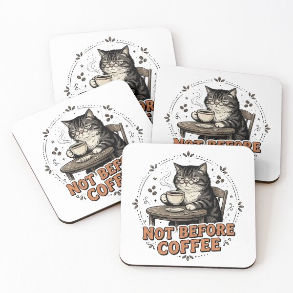 Item preview, Not Before Coffee Cat Funny Coffee Lover Design designed and sold by TeeStyle.mr.