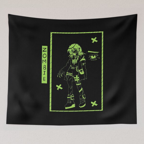 Item preview, Neon Green Zombie Girl Cyber Goth Line Art designed and sold by EmyschifferDesigns.