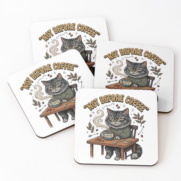 Item preview, Not Before Coffee Cat Funny Coffee Lover Design designed and sold by TeeStyle.mr.