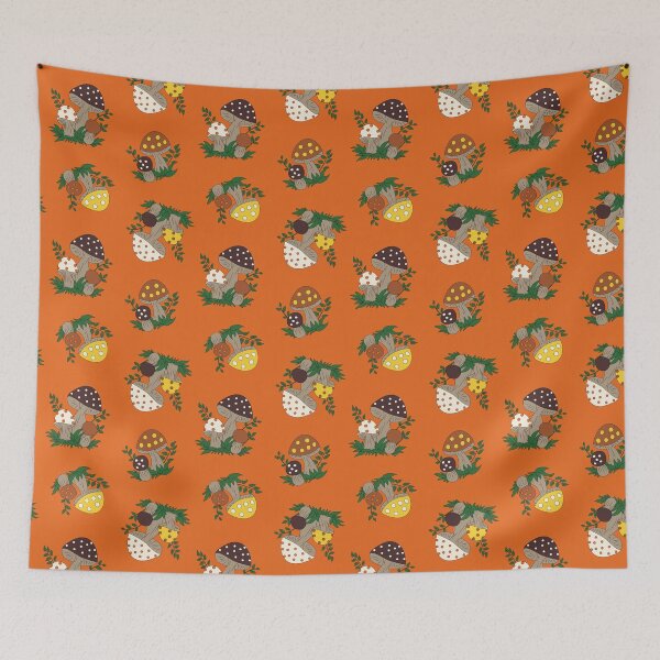 Item preview, Those Happy Mushrooms Toss in Orange designed and sold by YesterdayColl.