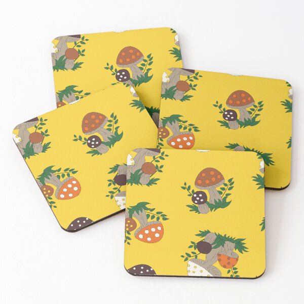 Item preview, Those Happy Mushrooms Toss in Yellow designed and sold by YesterdayColl.