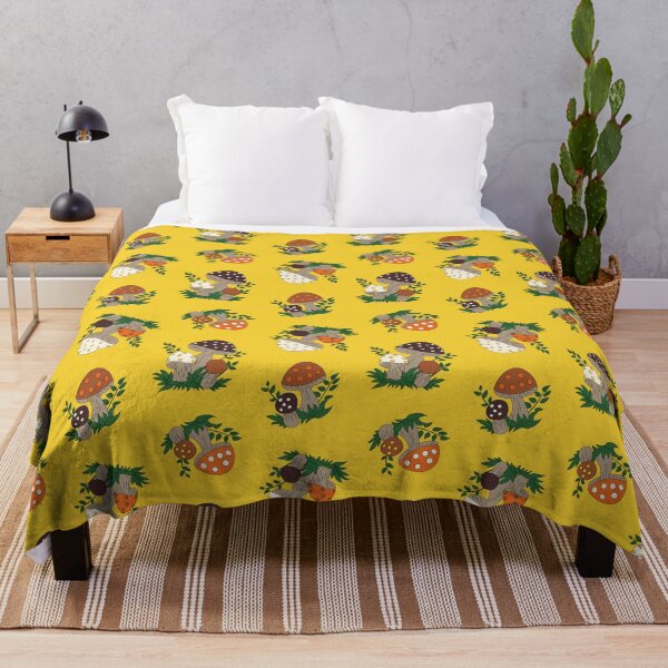 Item preview, Those Happy Mushrooms Toss in Yellow designed and sold by YesterdayColl.