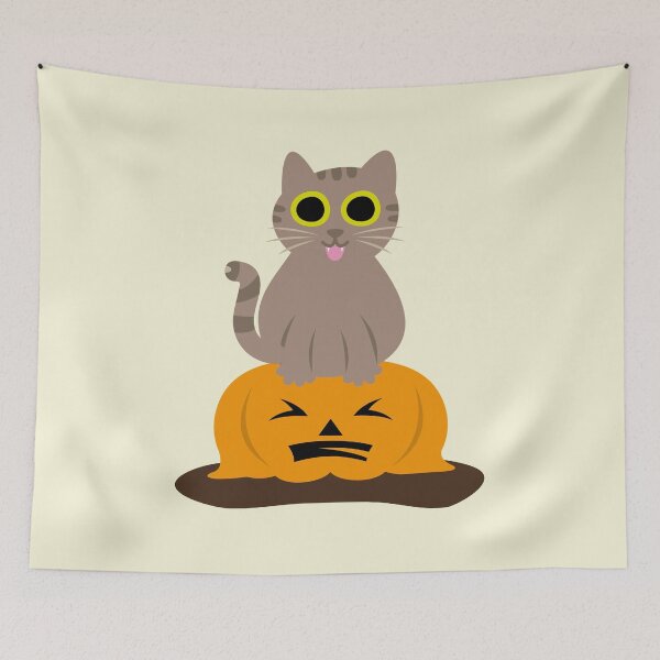 Item preview, Funny Fat Tabby Cat Squashing a Halloween Pumpkin designed and sold by fishdesigns.