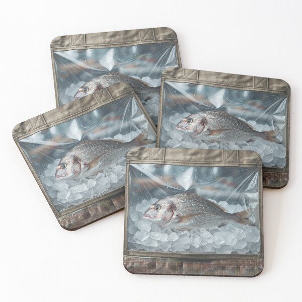 Item preview, Fresh Fish On Ice 3D Optical Illusion Glass Graphic designed and sold by Sulco Design.