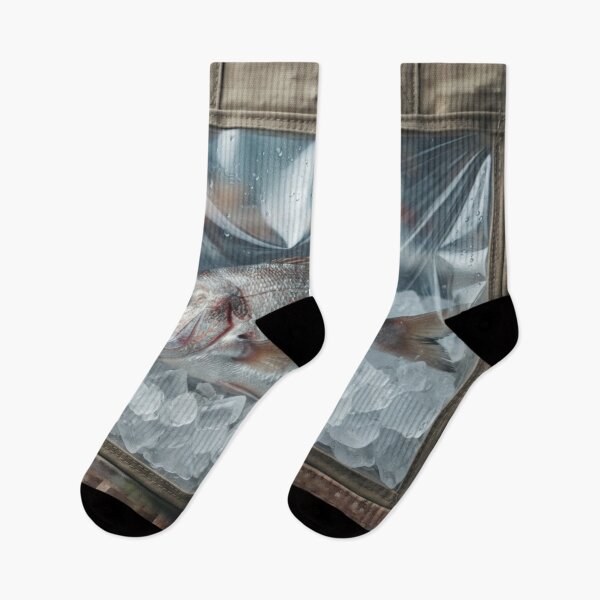 Item preview, Fresh Fish On Ice 3D Optical Illusion Glass Graphic designed and sold by Sulco Design.