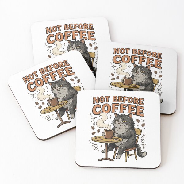 Item preview, Not Before Coffee Cat Funny Coffee Lover Design designed and sold by TeeStyle.mr.