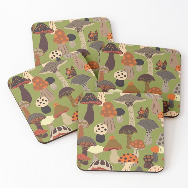 Item preview, Happy Mushroom Patch in Rust + Avocado designed and sold by YesterdayColl.
