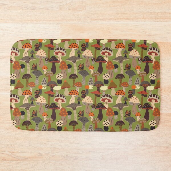 Item preview, Happy Mushroom Patch in Rust + Avocado designed and sold by YesterdayColl.