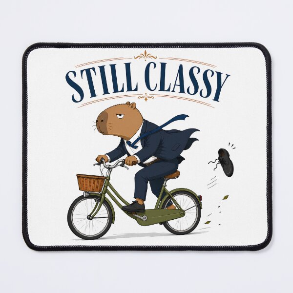 Item preview, Still Classy Capybara in a Suit on a Bicycle designed and sold by LazyPaw Design.