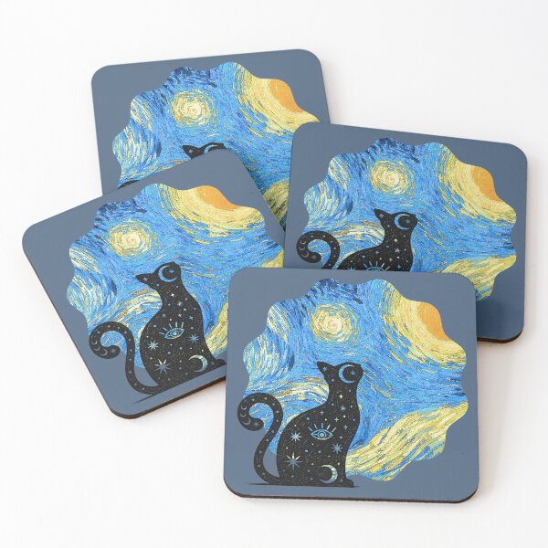 Item preview, Cat Van Gogh Starry Night - Round/profile designed and sold by 247DesignStudio.