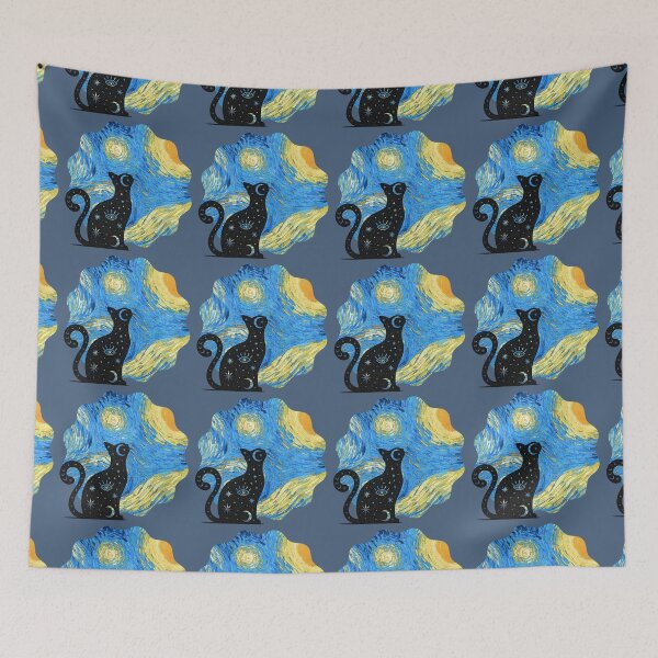 Item preview, Cat Van Gogh Starry Night - Round/profile designed and sold by 247DesignStudio.