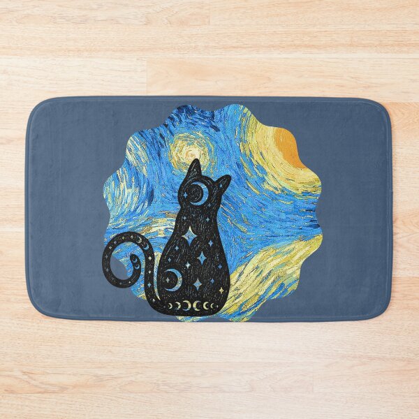 Item preview, Cat Van Gogh Starry Night - Round designed and sold by 247DesignStudio.