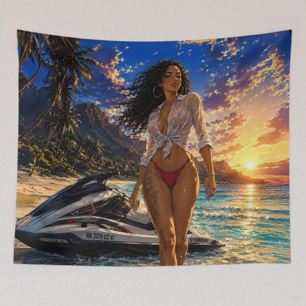Item preview, Tropical Sunset | Anime Beach Girl Summer Art designed and sold by TedKentPhoto.