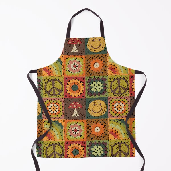 Item preview, Retro Boho Granny Square Quilt in 70's Rainbow designed and sold by YesterdayColl.