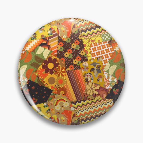 Item preview, Retro Patchwork Cheater Quilt in Orange + Brown designed and sold by YesterdayColl.