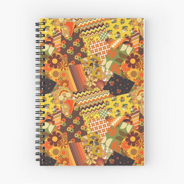 Item preview, Retro Patchwork Cheater Quilt in Orange + Brown designed and sold by YesterdayColl.