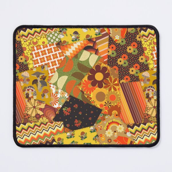 Item preview, Retro Patchwork Cheater Quilt in Orange + Brown designed and sold by YesterdayColl.