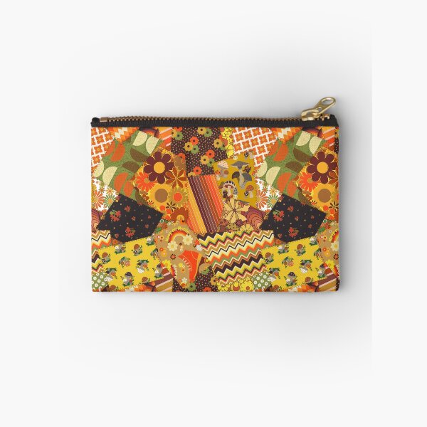 Item preview, Retro Patchwork Cheater Quilt in Orange + Brown designed and sold by YesterdayColl.