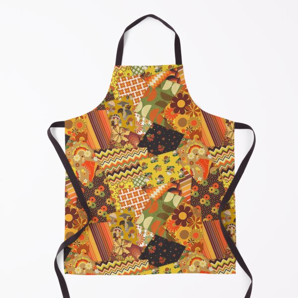 Item preview, Retro Patchwork Cheater Quilt in Orange + Brown designed and sold by YesterdayColl.